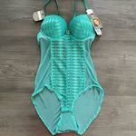 Daisy Fuentes push up mesh lace Teddy lingerie size small teal blue NWT $42 Photo 1