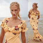 Free People  Dainty Embroidered Floral Bohemian Bali Santa Cruz Maxi Dress Medium Photo 5