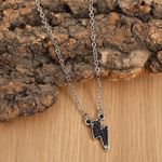 NEW Black Lightning Bolt Necklace, BOHO Jewelry, Black Jewelry, Trendy Necklace Photo 1