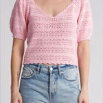 Lush Clothing NWT Lush Pink Crochet Women's Sweater Medium Photo 0