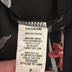 Veronica M  Women’s Black Short-sleeve Floral Wrap Around Tie Top - Size S Photo 5