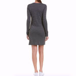 LA Made New Striped Ribbed Knit Long Sleeve Henley Mini Dress Navy Grey Photo 2