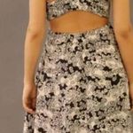 Anthropologie  Printed Midi Dress Womens XXS Black White Floral Linen Sleeveless Photo 1