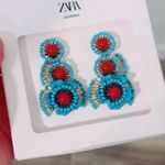 ZARA  BOHEMIAN RETRO ETHNIC STYLE TURQUOISE FLOWER EARRINGS NWT❗️ Photo 9