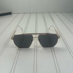 Unisex Gold Frame Black Lens Geometric Sunglasses Photo 1