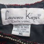 Laurence Kazar  Vintage Black Beaded Sequin Holiday Top Blouse XL Poinsettia Xmas Photo 4