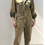Venus Green Acid Wash Patch Pocket Cotton Utility Jumpsuit Photo 0