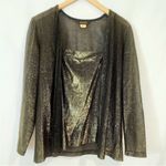 Vintage Gold Metallic Disco 2 Piece Set Spaghetti Strap Camisole Top & Jacket M Size M Photo 3