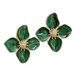 Elegant Green Floral Earrings Photo 0