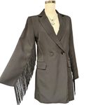 BaeVely Black Fringe Sleeve Blazer Dress Size Small Western Festival Western EUC Photo 2