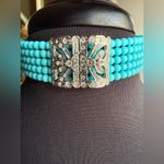 Vintage turquoise beaded crystal diamanté choker Blue Photo 1