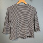 Purdey Womens Striped Button Front 3/4 Sleeve Top‎ Medium Classic Black Photo 5
