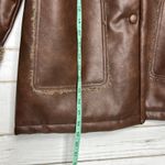 Blu Pepper  Brown Faux Leather Jacket Shearling Sherpa Lined Button Front Size S Photo 7