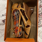 ZARA Rocket Dog brown Multicolor Plaid shell Wedge Sandals Photo 0