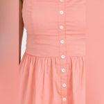 STAUD Elroy Strapless Midi Dress Grapefruit Coral Button Front Small Pink Photo 4