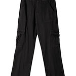Womens Black Cargo Pants Size Medium M Elastic Waist Wide Leg Casual Comfort Photo 0