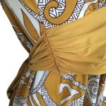 Come Como ❁ Printed Plunging V Neck Tunic Cami Tank ❁ Goldenrod + Ivory ❁ Large Photo 6