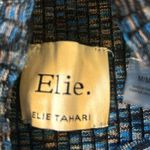 Elie Tahari mock neck elbow sleeve shirt. Size M. EUC. Multi blue blend Photo 2