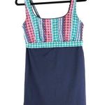 Lands' End Square Neck Dresskini Swim Top Blue Pink 12 Photo 0