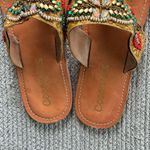 Vintage Coconuts Beaded Leather Flip Flops Sandals Size 9 Tan Photo 2