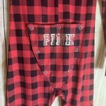 Victoria's Secret Pink One Piece XS Red Black Buffalo Plaid Check Thermal Pajama Photo 5
