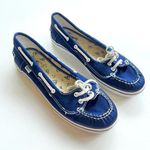 Vans  Abby Women's Navy Satin Moc Loafer Flats Boat‎ Slip On Shoe Size 6.5M Photo 0