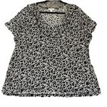 Dress Barn  Size 3X Top Blouse Black White Geometric Ruffle‎ Neck Short Sleeve Photo 0