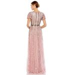 Mac Duggal 5444 Striped V Neck Striped Beaded Sequin Gown 16 NEW Photo 9