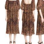 Ganni Plisse Pleated Midi Dress In Tigers Eye Photo 0