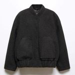 Mango Oversize Bomber Jacket Sugar Women Size XS 57065988 Black Photo 0