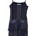 Derek Lam 10 Crosby Silk Slip Dress With Ruffle Skirt Southwest Abstract Print Blue Photo 1