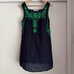 Tory Burch  Amira Blue Green Embroidered Size Large Cotton Tunic Top Swim Cover Photo 1