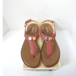 Michael Kors New!  Women's MK Plate Thong Leather Sandals Shoes Terracotta Size 7 Photo 4