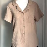Born Women’s Cotton Crinkle Gauze Short Sleeve Casual Button Up Shirt Photo 6