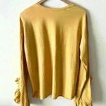 ZARA M Womens Mustard Yellow Long Sleeve Ruffle Split Sleeve Top Fall Shirt Photo 5