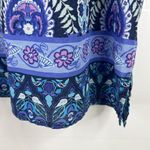 Talbots Size M Pleated Sleeve Top Floret Medallion Elbow Sleeve Split Neck Blue Photo 6