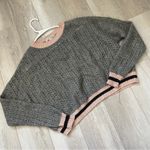 autumn cashmere Sweater silk pointelle crop varsity stripe womens Gray (medium) Photo 0