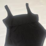 ZARA Women’s Black Bodysuit Sz Large Square Neck With Mesh Abdomen Photo 7