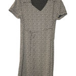 Motherhood Black and White Sheath Dress with Notched Collar Photo 0