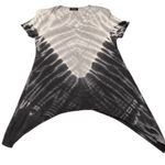 Tryst sz L super soft grey & black short sleeve tie dye shark bit hem tunic EUC Photo 0