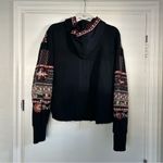 ZARA Women Black Beaded Boho Embroidered Cropped Hooded Sweater S Photo 7