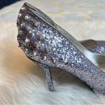 Steve Madden Spazz High Heels Silver Glitter Studded Spike Accents Women’s 10 Photo 3