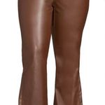 Dollhouse  Vegan Leather Pants 22W High Rise Flare Leg Button Fly Burnt Caramel Photo 1