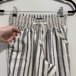 Blue Rain  White and Blue Stripe Smocked Waist Linen Pull On Wide Leg Pants Sz S Photo 1