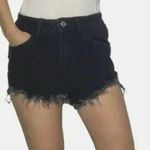 ZARA  The High Rise Cotton Distressed Cut Off Shorts Button Fly Denim 6 Black Photo 0