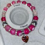 Pink bling Beaded Bracelet with Heart Charm Photo 0
