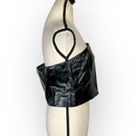 ROTATE BIRGER CHRISTENSEN Emili Crop Top Faux Leather Black Logo Photo 5