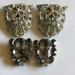Lot of 2 Shoe Clips Vintage Silver Tone CZ Rhinestones Photo 1