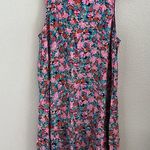 Loft  Floral Bright Dress Coastal Boho Tie Back Medium Petite Photo 0