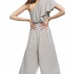 Anthropologie MAEVE  One shoulder romper Jumpsuit Size Small Wide leg Boho Photo 2